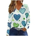 thumbnail image 2 of Gamivast Womens Tops Valentines Day Sweatshirts for Women Funny Heart Print V Neck Loose Blouse Trendy Long Sleeve Drop Shoulder Casual Pullover Spring Outfits, 2 of 5