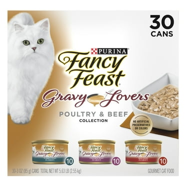 Purina Fancy Feast Gravy Lovers Kitten Food, Wet Cat Food, Poultry & Beef, 3 oz Cans (30 Pack)
