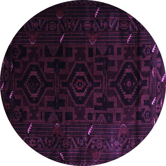 Ahgly Company Indoor Round Persian Purple Traditional Area Rugs, 3' Round