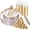 Clear Gold, variant on 175 Pcs Pink and Gold Plastic Dinnerware Set for 25 Guests, Include: 25 Dinner Plates, 25 Dessert Plates, 25 Pre Rolled Napkins With Silverware, 25 Cups, Disposable Plates for Baby Shower, Party