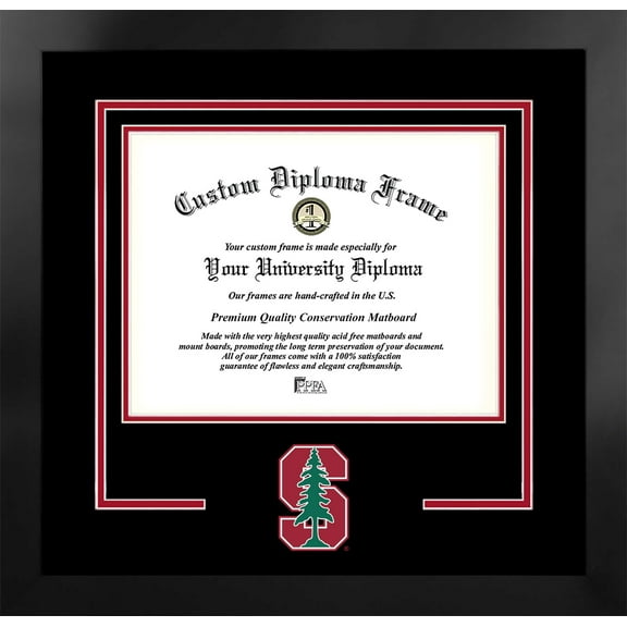Stanford Cardinals 11w x 8.5h Spirit Diploma Manhattan Black Frame with Bonus Campus Images Lithograph (value savings $59)