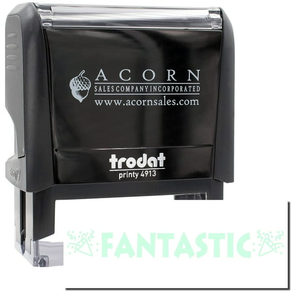 Large Self-Inking Fantastic with Icons Stamp, Trodat Printy 4913, Press and Print Stamping, Impression Size 7/8" x 2-1/4", Up to 10,000 Impressions - Mint Green Ink