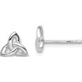 thumbnail image 1 of Sterling Silver Rhodium-Plated Trinity Symbol Post Earrings (7 X 8) Made In Thailand qe8787, 1 of 5