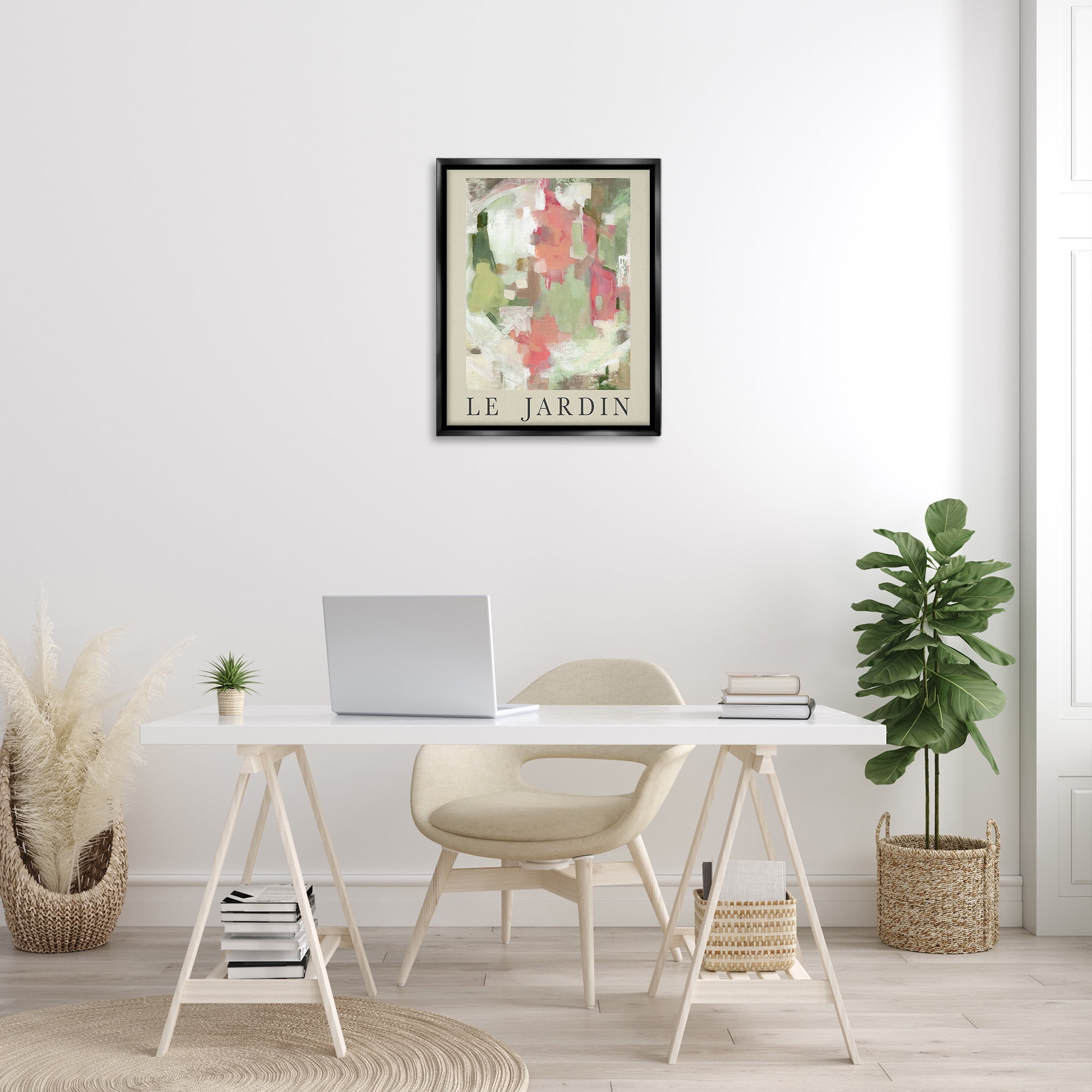 Stupell Industries Abstract Garden Painting Abstract Painting Black Floater Framed Canvas Art Print Wall Art, 25 x 31