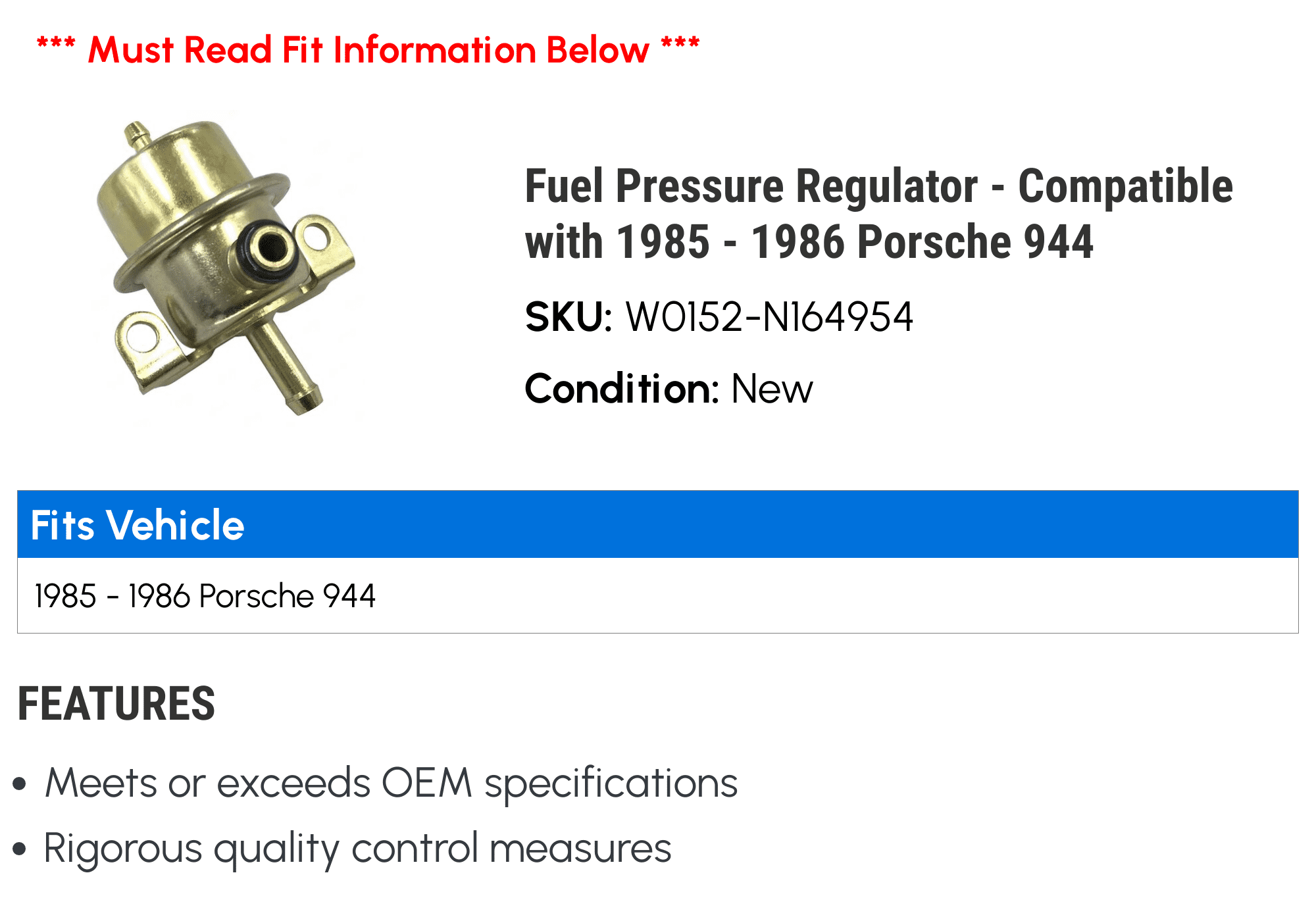 SPECTROMATIC Fuel pressure regulator for Audi V8 for Porsche 944 968 0280160287 94411019806 DS 11108 