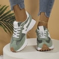 thumbnail image 2 of Rokment Women's Orthopedic Platform Running Walking Shoes Comfortable Vintage Casual Color Block Suede Flatform Mid Heel Tennis Skate Fashion Sneakers Spring Fall Green Size 6.5, 2 of 6