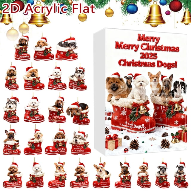 2025 Advent Calendar Set Featuring 24 Unique Double-Sided Flat Boots With Realistic Detailed Graphics For Festive Holiday Countdown