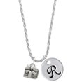thumbnail image 1 of Delight Jewelry Silvertone Small Present Silvertone Script Initial Disc - R - Charm Necklace, 20"+3", 1 of 4