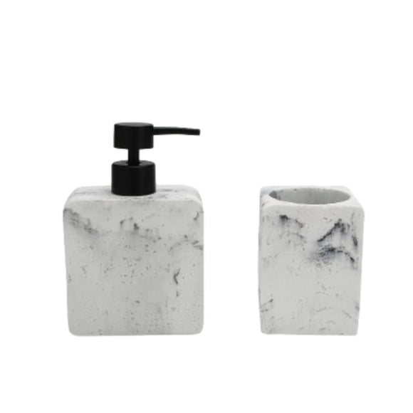 Set Baño Skab 2 Piezas Marmoleado Blanco