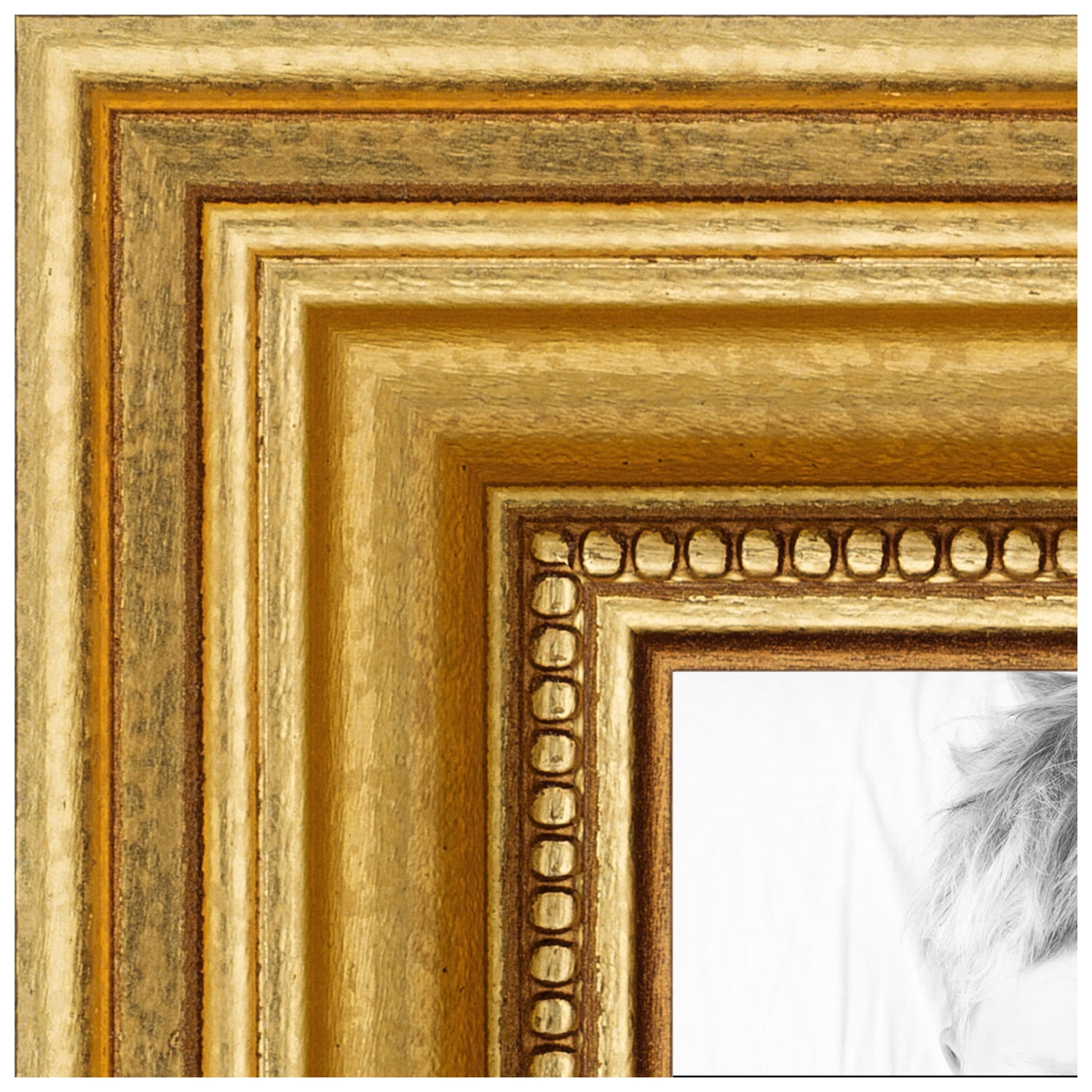 2WOMB-847-2186-11x24 ArtToFrames 11x24 inch Gold Foil with Steps Wood Picture Frame