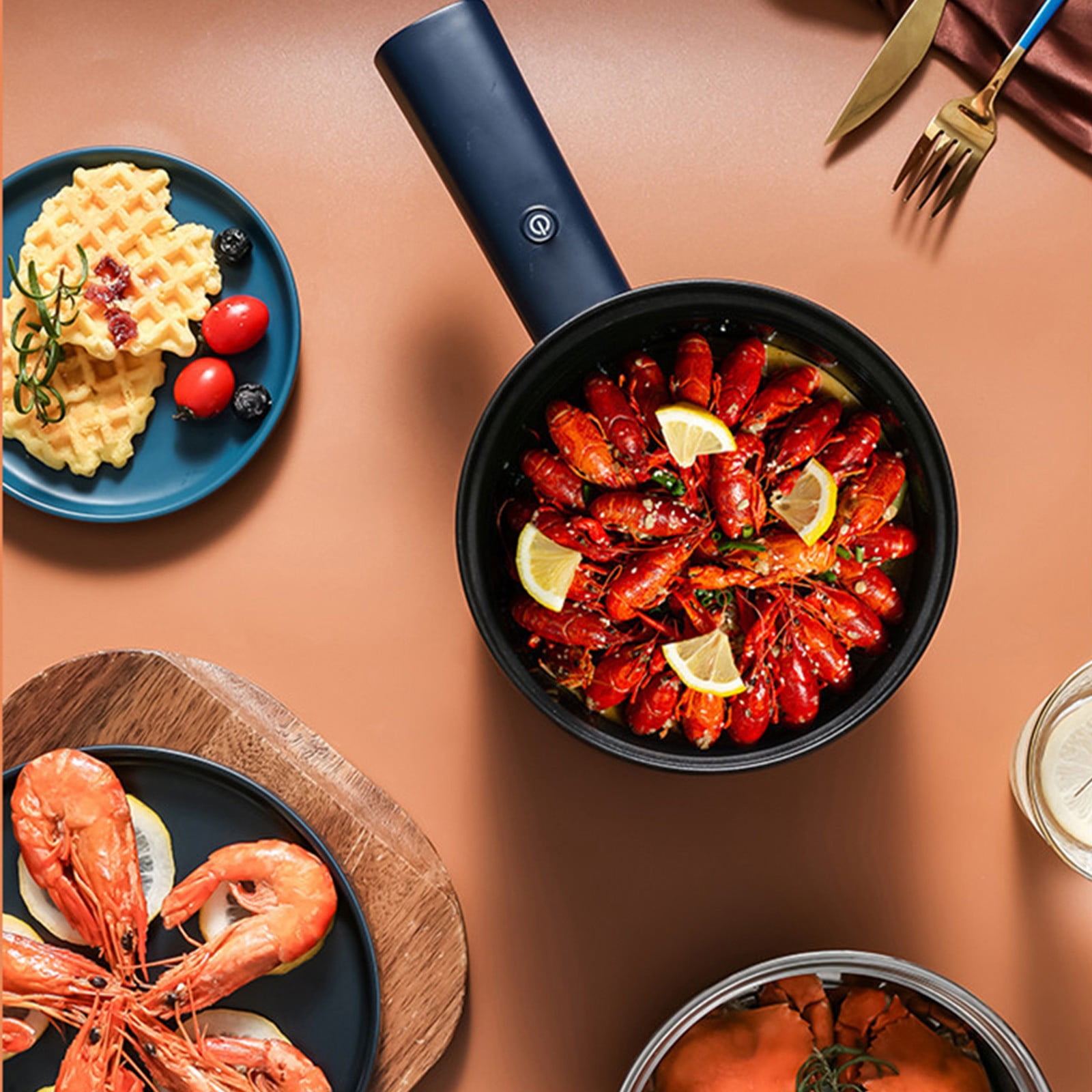 Multifunctional Electric Pot, Portable Cooker for Rice, Pasta, Soup, 1.8L Capacity, 450W Power, Non-Stick Ceramic Coating, Overheat Protection, Ideal for Dorms, Office, Camping