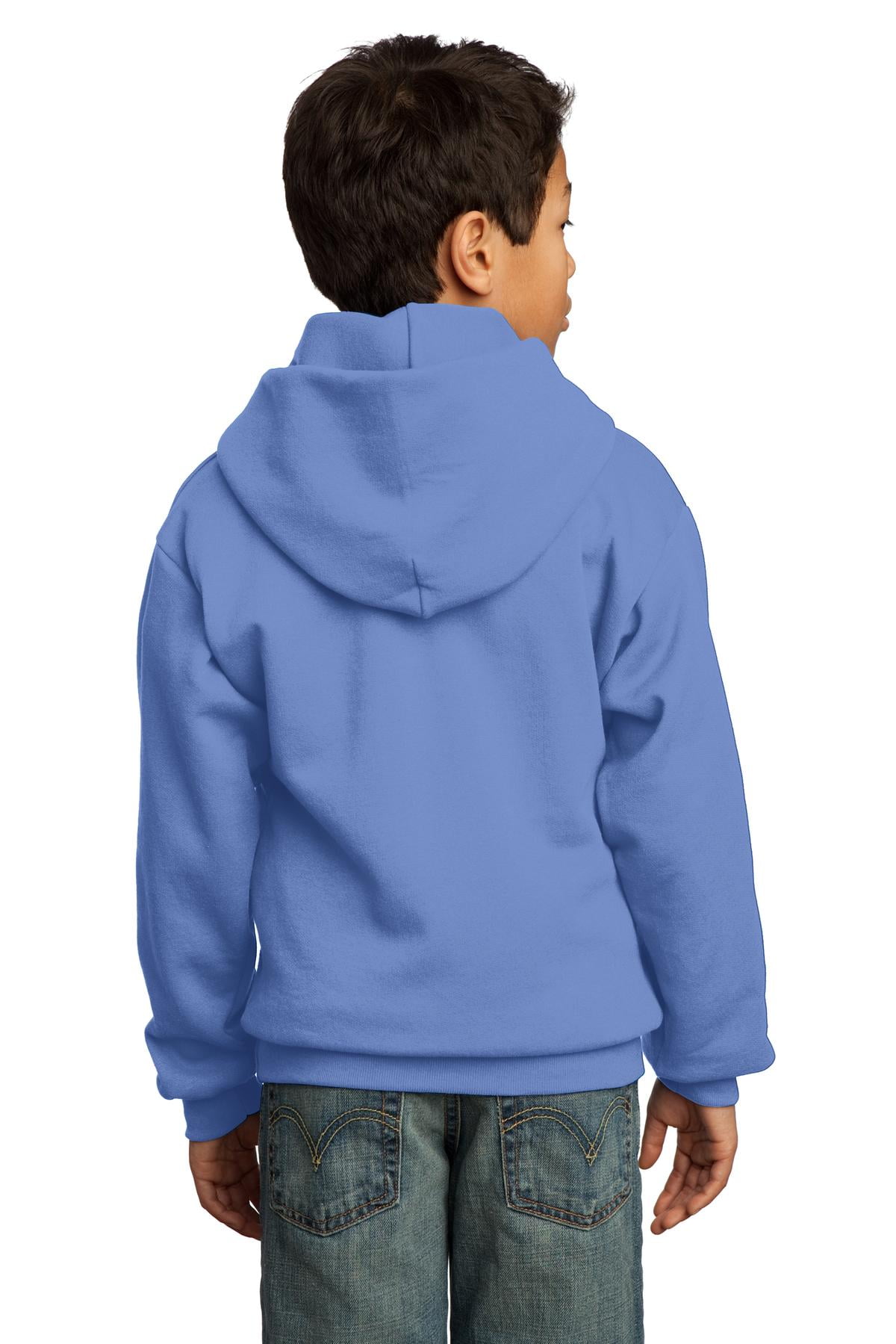 Port & Company Youth Core Blue) Fleece Pullover Hooded (Carolina Sweatshirt-L