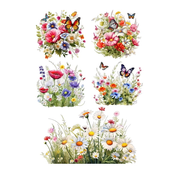 Pegatina de pared floral de mariposa, decoración de arte, Mural de póster de PVC, calcomanías de pared de papel tapiz para la cocina de decoración de