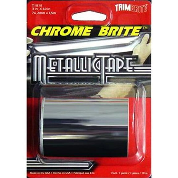 TRIMBRITE T1818 Multi Purpose Tape, Silver Chrome, 3 In. X 5 Ft.
