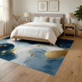 thumbnail image 3 of ODIKA 6'x9' Washable Area Rug Non-Slip, Chair-Friendly, Round Abstract Navy Ocean Wave Motif Nautical Swirl Extra Large for Dining Room, Under Table, Office Décor, 3 of 7