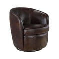 thumbnail image 3 of Newboti Furniture Luxury Living Room Furniture Swivel Chair Bronze Top Grain Leather Upholstery Solid Wood 1pc Barrel Back Accent Chair 63773, 3 of 12