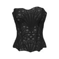 thumbnail image 4 of KHONTS,Corset Top for Women Textured Sheer Floral Lace Bustier Cincher Lace-Up Corset Halloween Overbust Tops Purple XXL, 4 of 4