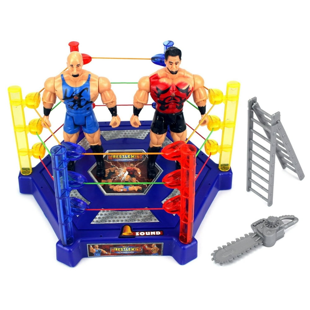 Light Up Wrestle King Champions Wrestling Toy Figure Play Set w/ Lights