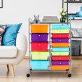 thumbnail image 6 of FASCK  15 Drawer Rolling Storage Cart, Multipurpose Mobile Storage Organizer w/Removable Drawers & Metal Frame, Utility Tools Paper Organizer on Wheels for Home, Office (Multi-color), 6 of 7
