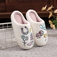 thumbnail image 4 of Bibifish Mens Womens Fuzzy Slippers Bowknot Floral Western Cowboy Thick Fleece Plush Slip On Non Slip Indoor Home Warm Winter Slippers, 4 of 7
