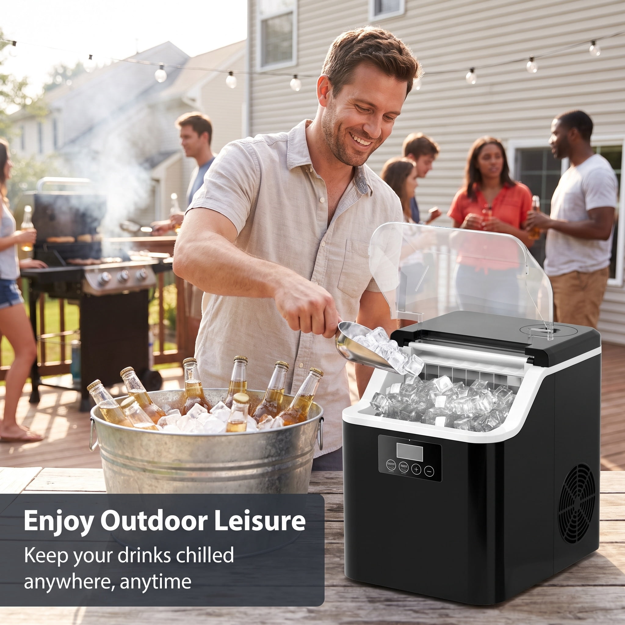 45lb Ice Cube Maker Machine Countertop, 45Lbs/24H 24 Pcs in 13 Mins, Self-Cleaning Portable Ice Maker for Home Kitchen,Bar