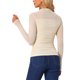 thumbnail image 3 of INSPIRAR CHIC Top de Malla para Mujer de Manga Larga Sólido con Cuello Alto Panel Transparente y Fruncido Lateral XS Beige, 3 of 5