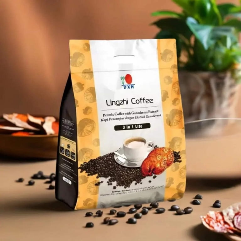 DXN Lingzhi Coffee 3 in 1 Lite, 20 Pack, Instant Gluten-Free