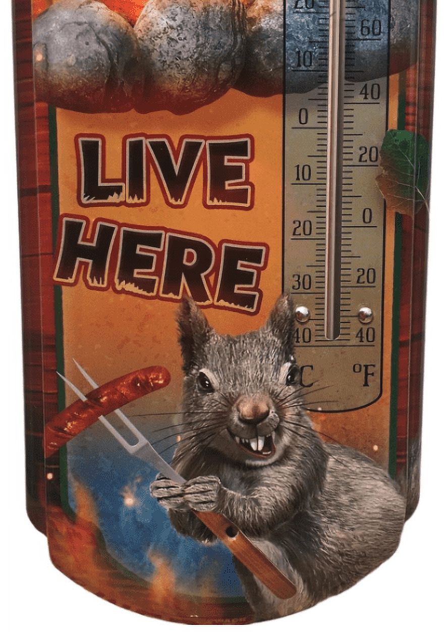 Thermometer Hanging Metal ~22 Gauge Metal Lithograph Print Measures 5" x 17" Indoors or Outdoors  (HAPPY CAMPERS)
