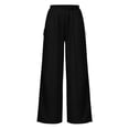 thumbnail image 5 of LEAVINGSUO Womens Wide Leg Sweatpants Fashion Solid Color Loose Elastic Waist Drawstring Strap Cargo Long Pants Black S, 5 of 6