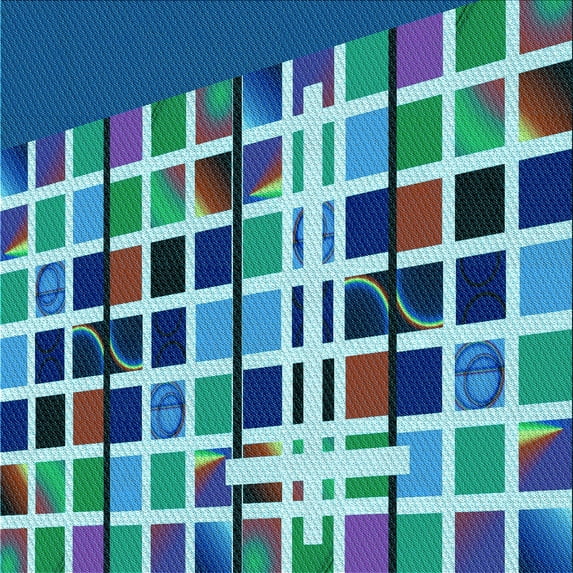 Ahgly Company Machine Washable Indoor Square Transitional Turquoise Green Area Rugs, 5' Square