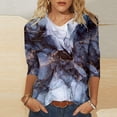 thumbnail image 1 of Hauts pour Femmes Mode pour Femmes Imprimés Mi-Longues Manches 3/4 Col en V Hauts Décontractés T-shirt Hauts pour Sorties pour Femmes en Liquidation, 1 of 5