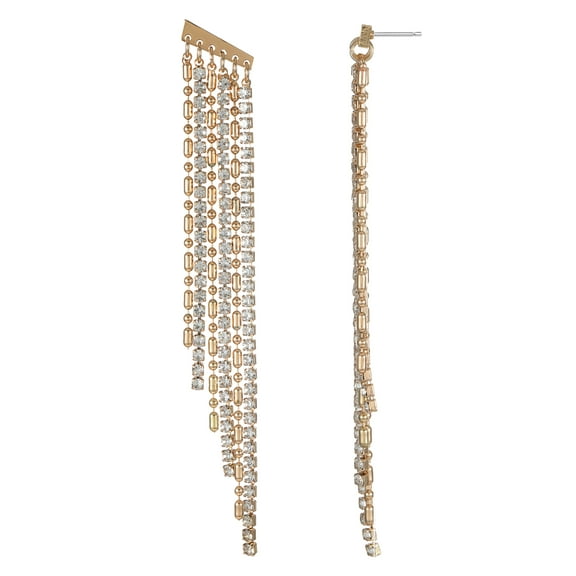 Time and Tru Goldtone and Crystal Chain Drop Earring, 1 Pair