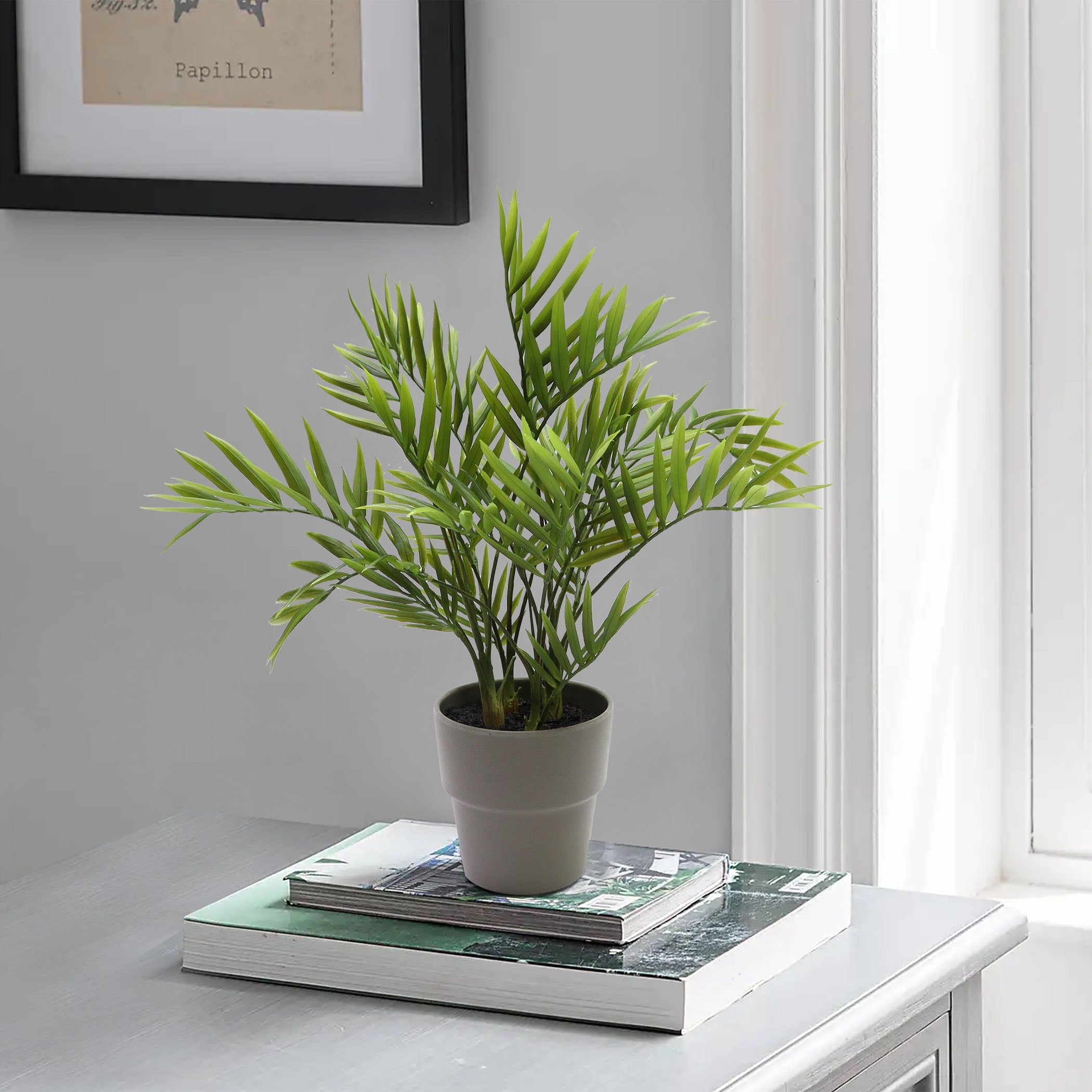 Nature's Mark 16.1’’H Artificial Areca Palm Plant in Gray Plastic Planter