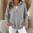 thumbnail image 5 of Oversized Half Zip Sweatshirt for Women Pullover Long Sleeve Mock Neck with Pockets Casual Basic Fall Winter Top, 5 of 9