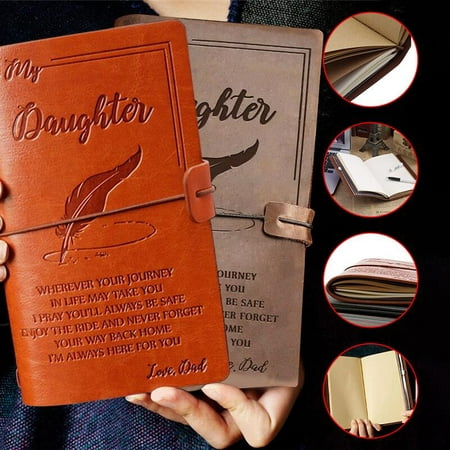 Dad Mom To Daughter Gifts - Writing Journal, Personal Diary, Travel, Writers Notebook, Faux Leather, Refillable for Teen Girls Women- Best Anniversary Birthday Graduation Gift, Love. (Best College Graduation Gifts For Daughter)