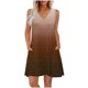 thumbnail image 1 of Vestido Corto para Mujeres Verano sin Mangas Cuello en V, Impresión de Moda con Bolsillos, Poliéster de Algodón Casual, 1 of 9