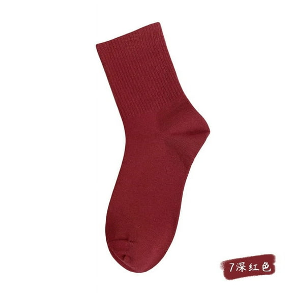 ERDOUY 10 pairs of Womens Cotton Crew Socks, Thin Soft Comfort Breathable Dress Socks, Above Ankle Crew Socks for Business, Casual，(Red）