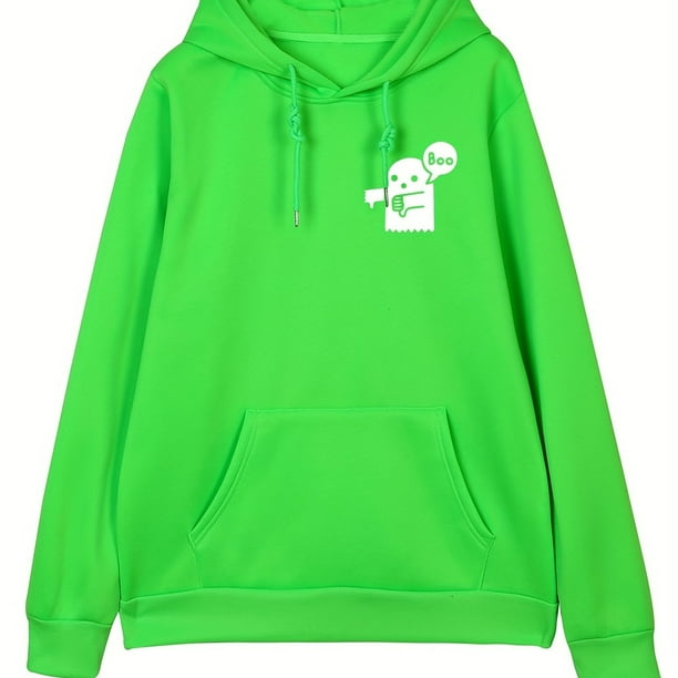 Boo Ghost Sudadera Con Capucha Con Cordón Y Bolsillo Canguro, Sudadera Con Capucha De Color Sólido Con Estampado De Letras Informales Para Hombre Para Primavera Y Otoño