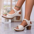thumbnail image 4 of Women's Heeled Sandals Buckle Strap Open Toe Summer Dress Pumps Shoes Hollow out Breathable Slingback Heels White Size 6, 4 of 8