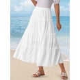 thumbnail image 2 of DARING DIVA Women's Elastic Waist Tiered A-line Ruffle Boho Maxi Skirt M White, 2 of 6