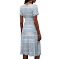thumbnail image 6 of Minjewel Women's Striped Shift Dress with Breton V-Neck - Short Sleeve Summer Dress, Loose Flowy Beach Party Outfit, Comfy Vacation Mini Dress,Sky Blue,XL, 6 of 6