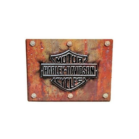 Harley Davidson Neon Signs - Harley-Davidson Made Plate Bar & Shield Tin Sign 17 x 12.5 Rust Look 2010831, Harley Davidson