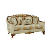 Luxury Brown & Gold Wood Trim ANGELICA II Loveseat EUROPEAN FURNITURE Classic