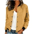 thumbnail image 2 of Women's Bomber Jackets Lightweight Button Down Casual Spring Fall Long Sleeve Windbreaker Jacket with Pockets, 2 of 7