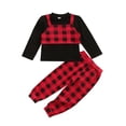 thumbnail image 3 of TheFound Girl?s Solid Color Long Sleeve Tops  Plaid Vest and Long Pants Set, 3 of 7