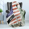 thumbnail image 4 of American Flag Soft Flannel Fleece Throw Blanket, NYC Collage with Famous Monuments Wall Street and Manhattan Urban Display, Cozy Plush for Indoor and Outdoor Use, 50" x 60", Multicolor, by Ambesonne, 4 of 5