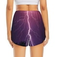 thumbnail image 4 of Vsdgher Thunderstorm Violet Purple Print Women's Running Double Layer Shorts High Waisted with Pockets Elastic Yoga Workout Athletic Gym Sports, 4 of 8