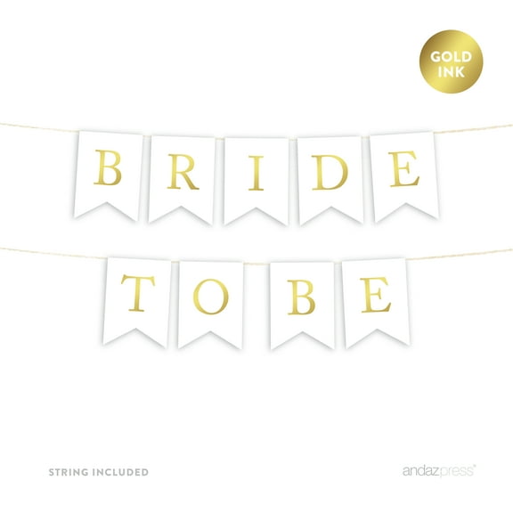 Bride To Be Gold Ink Wedding Pennant Party Banner