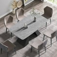 thumbnail image 2 of LaMuseCybèle 63"Modern artificial stone gray curved black metal leg dining table -6 people, 2 of 6