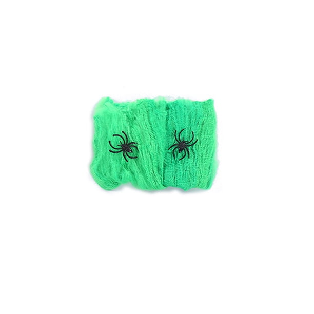 Monstrate Web artificial de Halloween portátil desmontable reutilizable plegable decorativo interior al aire libre oficina patio parque red de simulación Kits de decoración para fiestas Verde Monstrate HA067844-05